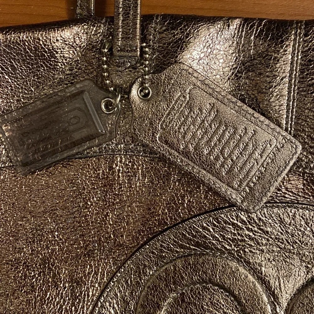 Coach Leather Metallic Tote